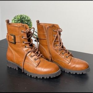 Women's Size 6.5 Combat Boots - Cognac